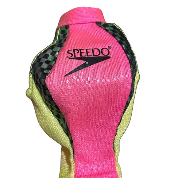 Barbie Doll Genuine Speedo Swimsuit Pink Yellow Green Checkerboard Pattern - Picture 4 of 4